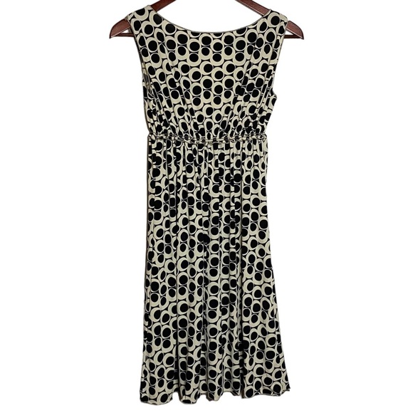 Max Studio Mini Black White Geometric Pattern Empire Waist A-Line Dress XS - Picture 2 of 12